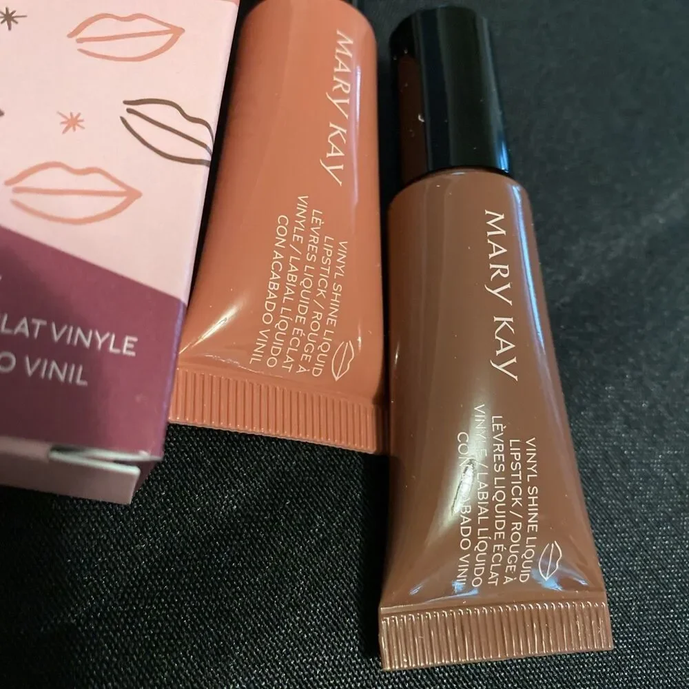Mary Kay Vinyl Shine Liquid Lip Set Glowing Neutral & Brilliant Brown
